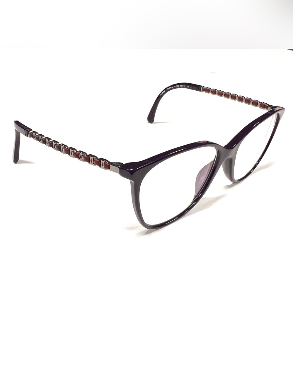 Chanel Eyeglasses Frames 3408-Q c.1758 Purple/Red Woven Leather 52-16-140 S